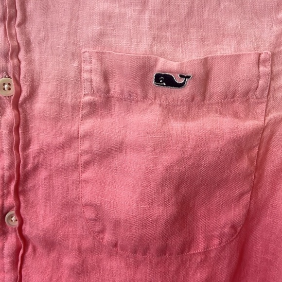 Vineyard Vines long sleeve button down Linen shirt Pink XS - Picture 2 of 6